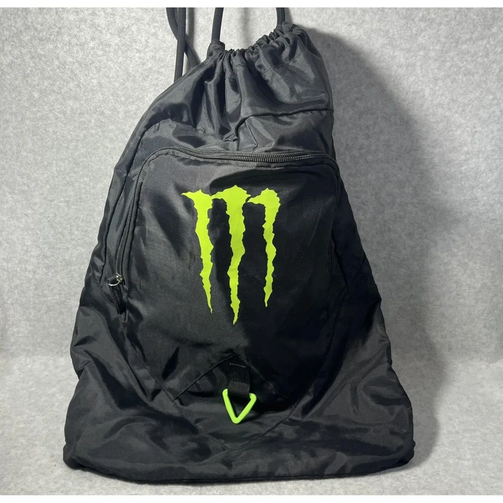 Monster‎ Energy Backpack Large Black Drawstring Gym Sports Logo Cinch Bag